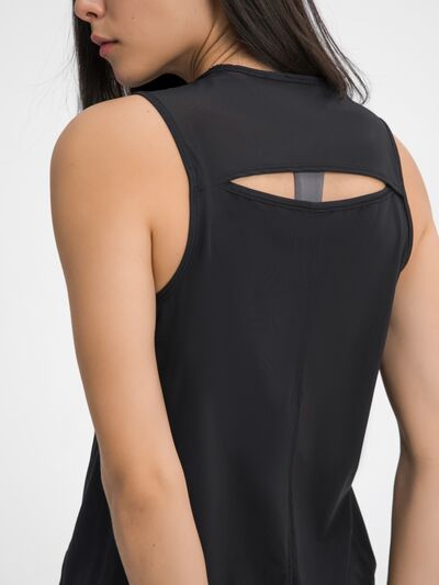 Women’s Cutout Back Active Tank Top – Cropped Yoga Tee for Workouts