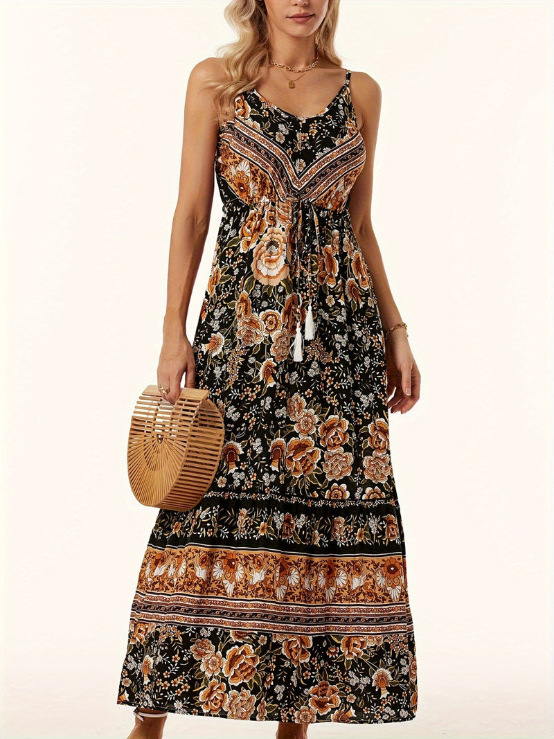 Printed Scoop Neck Midi Cami Dress Trandify deal