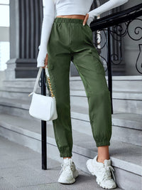 Full Size Elastic Waist Pants with Pockets Trandify deal