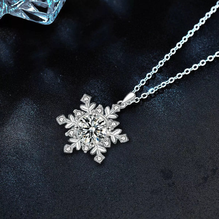 1 Carat Moissanite Snowflake Pendant Necklace - 925 Sterling Silver