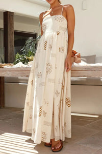 Floral Print Square Neck Maxi Cami Dress for Women – Boho Summer Dress with Side Slit