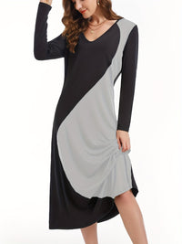 Contrast Long Sleeve Midi Dress Trandify deal