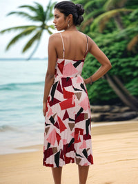 Perfee Pleated Geometric Spaghetti Strap Dress Trandify deal