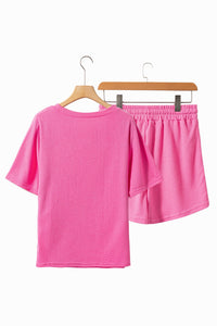 Waffle-Knit Bow Round Neck Top and Shorts Set Trandify deal