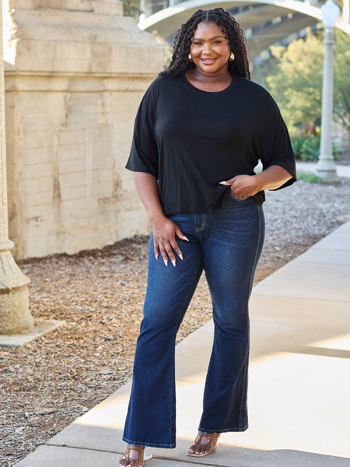 Basic Bae Full Size Round Neck Drop Shoulder T-Shirt Trandify Deal