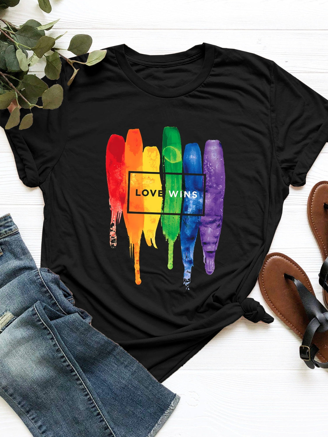 Graphic Round Neck Short Sleeve T-Shirt Trandify deal