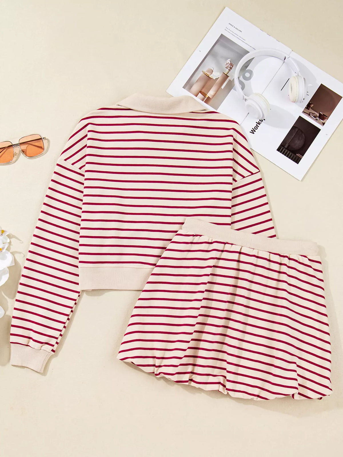 Cropped Sweater and Bubble Skirt Set | Casual Outfit Coordinated