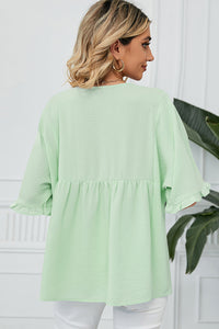 Peplum V-Neck Half Sleeve T-Shirt Trandify deal
