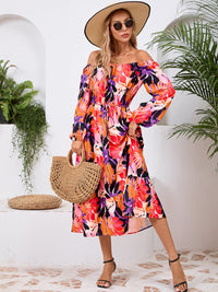 Printed Long Sleeve Midi Dress Trandify Deal