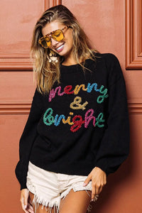 BiBi Tinsel Christmas Sweater | Embroidered Holiday Wear