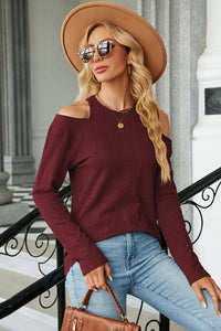 Round Neck Cold Shoulder T-Shirt Trandify deal