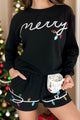 MERRY Sequin Round Neck Long Sleeve Top and Shorts Set Trandify Deal