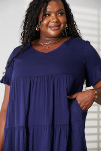 V-Neck Flounce Sleeve Tiered Dress Trandify deal