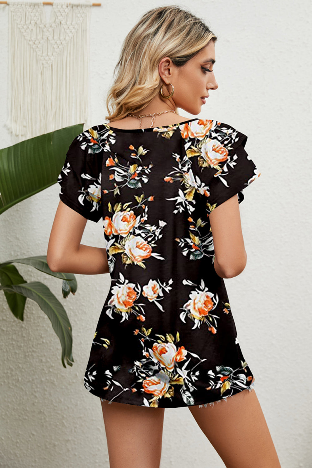 V-Neck Short Sleeve Blouse Trandify deal