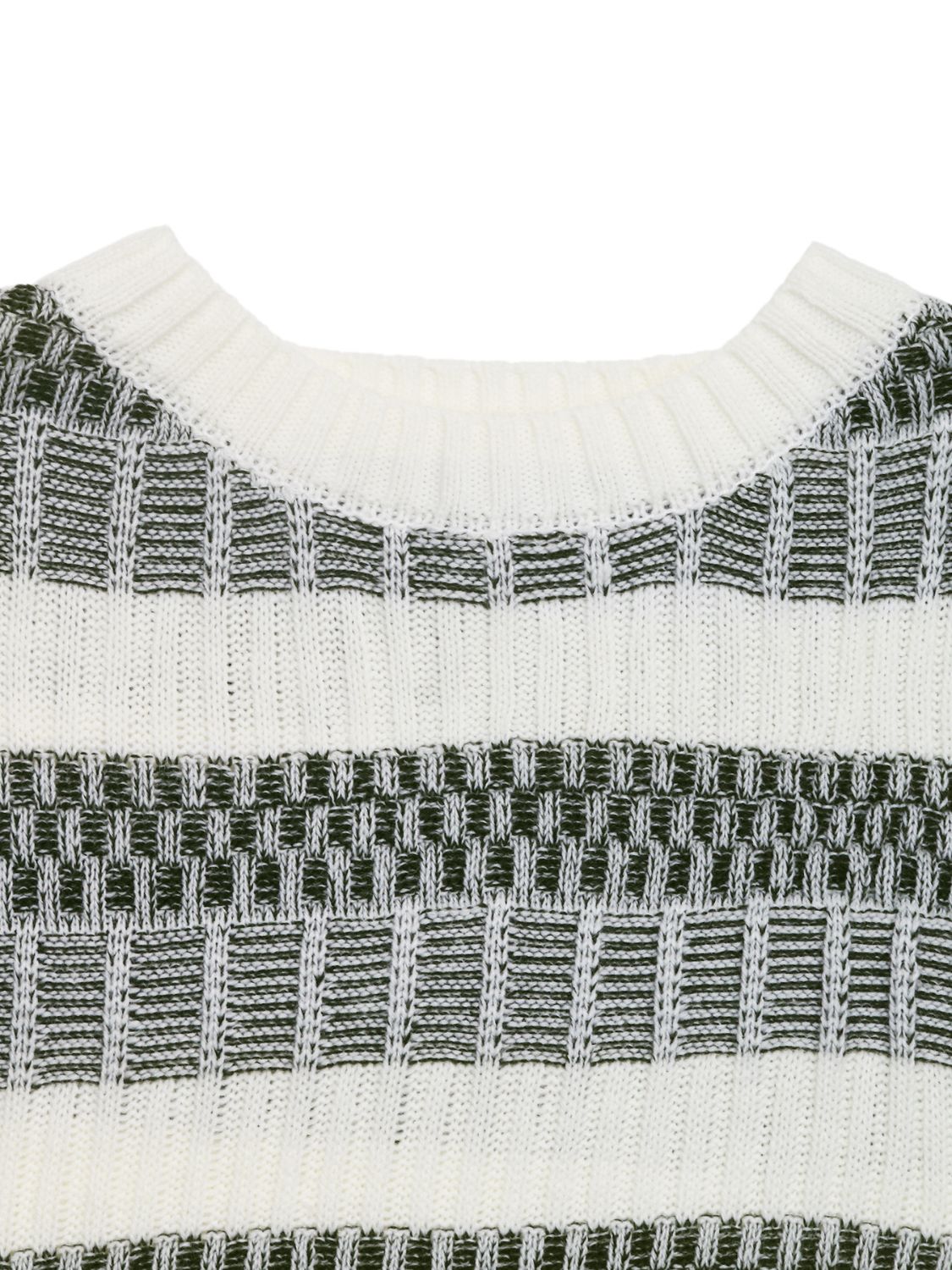 Perfee Contrast Round Neck Long Sleeve Sweater Trandify Deal