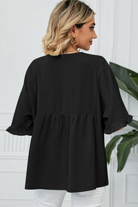 Peplum V-Neck Half Sleeve T-Shirt Trandify deal
