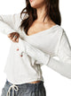Exposed Seam Notched Long Sleeve T-Shirt Trandify Deal