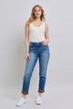 Judy Blue Full Size Plaid Print Cuff Straight Leg Jeans with Pockets Trandify Deal