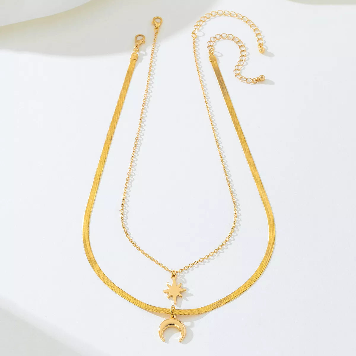Dainty Moon and Star Necklace Set | 2-Piece Gold Celestial Jewelry