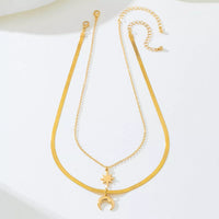 Dainty Moon and Star Necklace Set | 2-Piece Gold Celestial Jewelry
