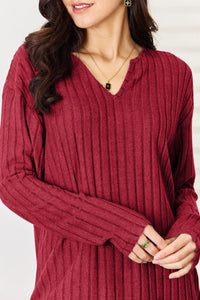 Basic Bae Full Size Notched Long Sleeve Top and Pants Set Trandify Deal