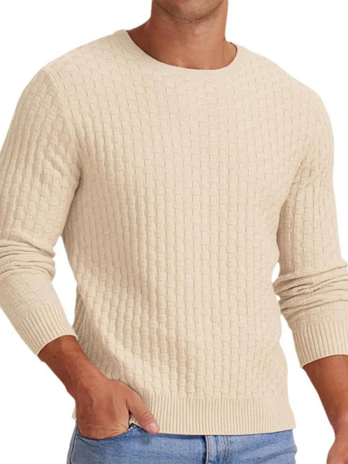 Men's Ribbed Hem Round Neck Sweater – Plus Size Casual Pullover for US Buyers