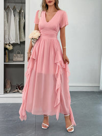 Plus size boho chic flutter sleeve dress for women, trendy fashion outfit