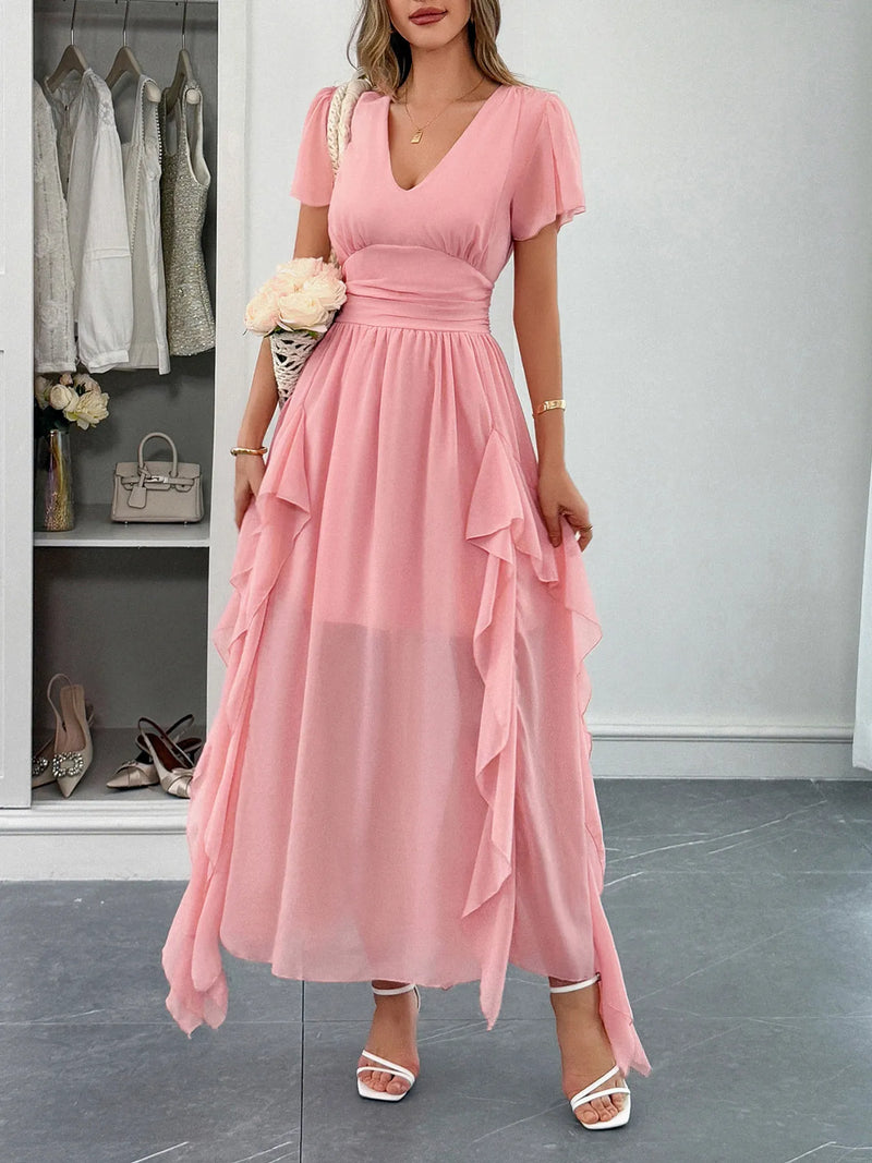 Plus size boho chic flutter sleeve dress for women, trendy fashion outfit