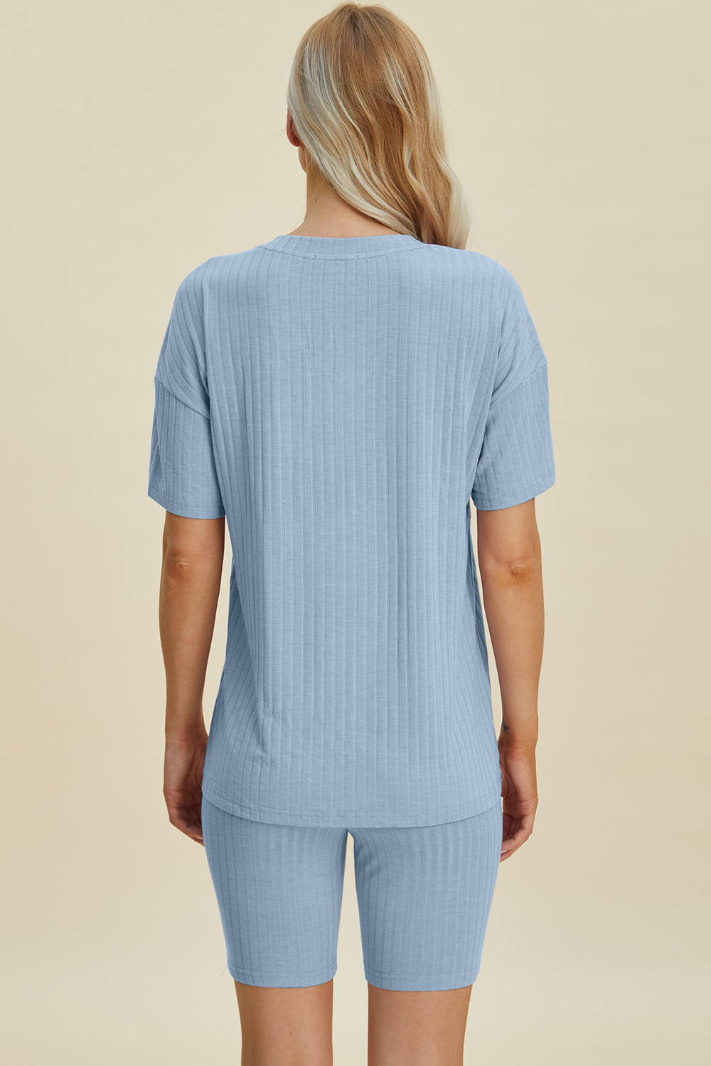 Basic Bae Full Size Ribbed V-Neck Short Sleeve Top and Shorts Set Trandify deal