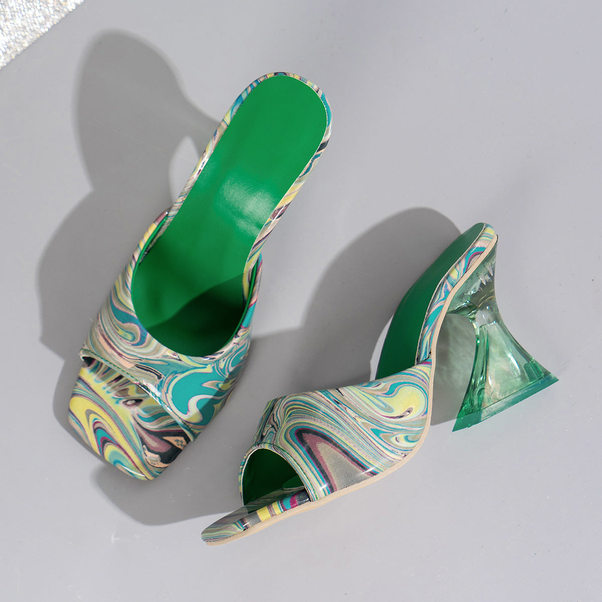 Contrast Peep Toe Mid Heels Sandals Trandify Deal