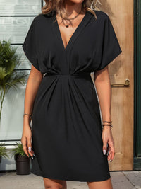 Perfee Ruched Short Sleeve Mini Dress Trandify deal