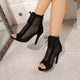 Women's mesh peep-toe stiletto sandals high heels