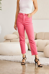 RFM Full Size Tummy Control High Waist Raw Hem Jeans Trandify deal