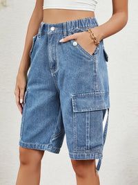 High Waist Denim Shorts with Pockets Trandify deal