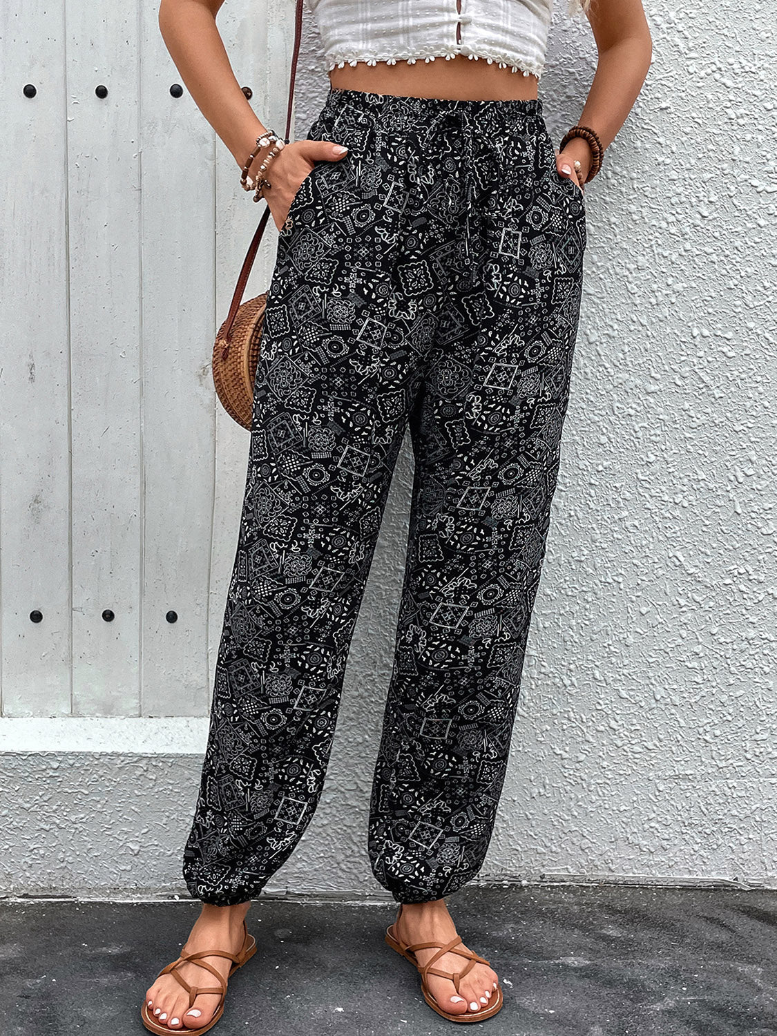Printed High Waist Pants Trandify deal