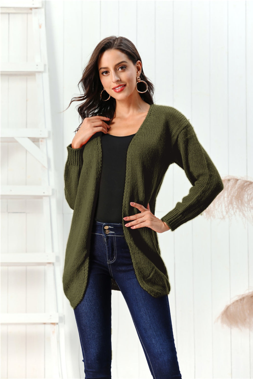 Open Front Long Sleeve Cardigan Trandify Deal