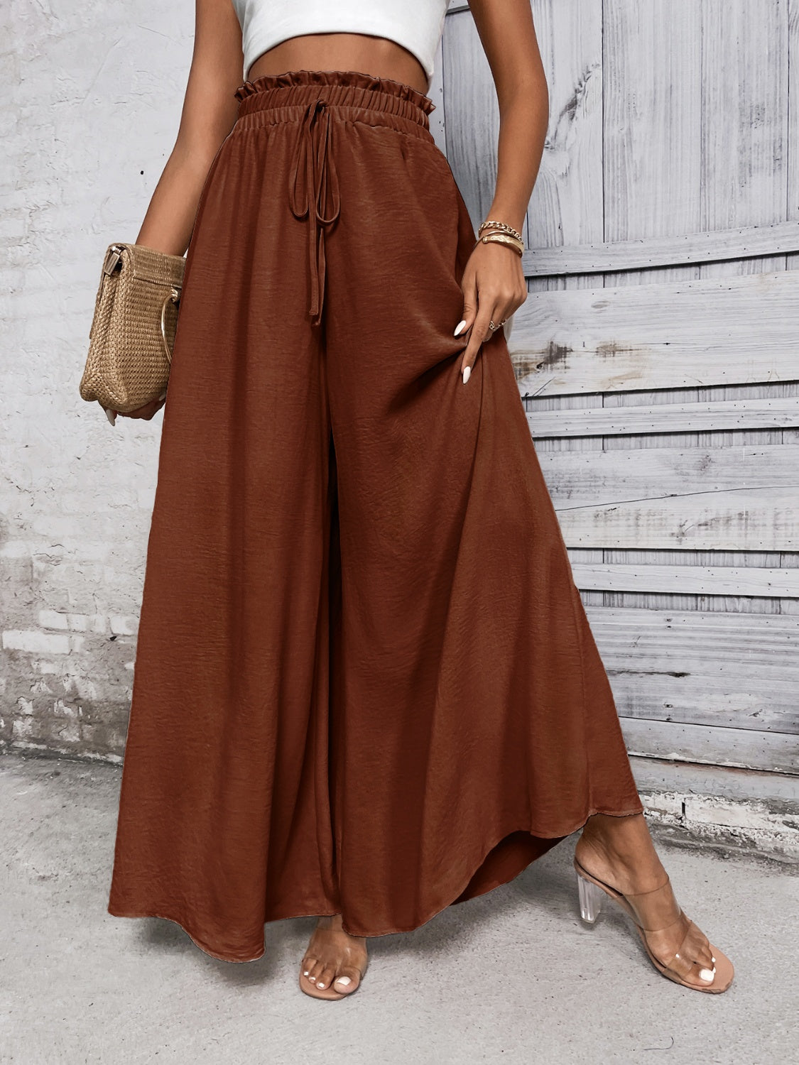 Tied High Waist Wide Leg Pants Trandify deal