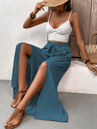 Tied Slit Wide Leg Pants Trandify deal