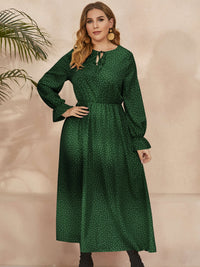 Plus Size Ruffled Polka Dot Long Sleeve Midi Dress Trandify Deal