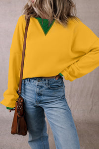 Contrast Round Neck Long Sleeve Sweatshirt Trandify Deal