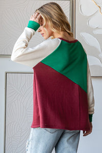 HOPELY Full Size Color Block Long Sleeve T-Shirt Trandify Deal