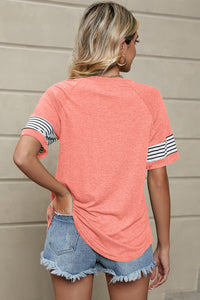 Striped Round Neck Short Sleeve T-Shirt Trandify deal