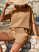 Waffle-Knit Half Sleeve Top and Shorts Set Trandify deal