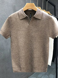 Men's Plus Size Textured Knit Polo Shirt - Ribbed Slim Fit