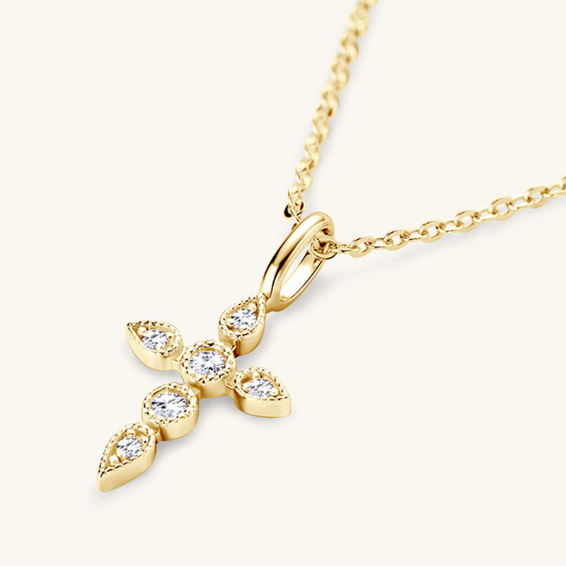 925 Sterling Silver Moissanite Cross Pendant Necklace Trandify Deal