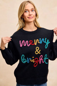 BiBi Tinsel Christmas Sweater | Embroidered Holiday Wear