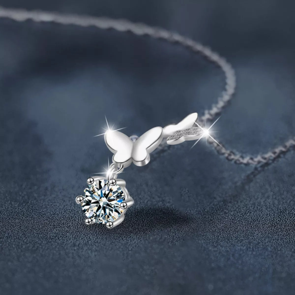 1 Ct Round Moissanite Necklace, Sterling Silver Pendant for Women