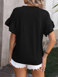 Ruffled Round Neck Short Sleeve Top Trandify deal