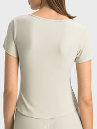Notched Short Sleeve Active T-Shirt Trandify Deal