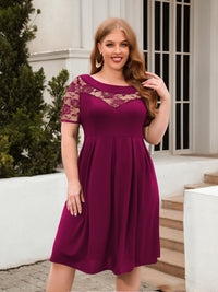 Plus Size Ruched Round Neck Short Sleeve Dress Trandify deal